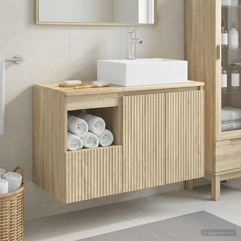 Set de mobilier pentru baie 2 buc. Stejar Sonoma Lemn prelucrat