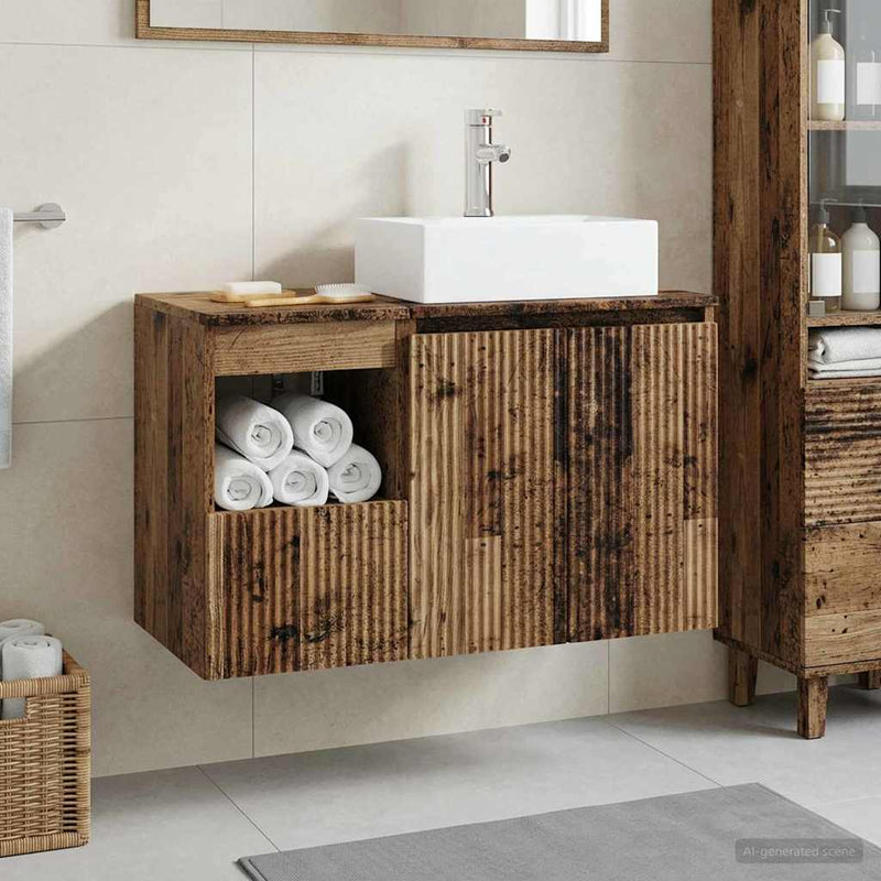 Set de mobilier pentru baie 2 buc. Lemn vechi Lemn prelucrat