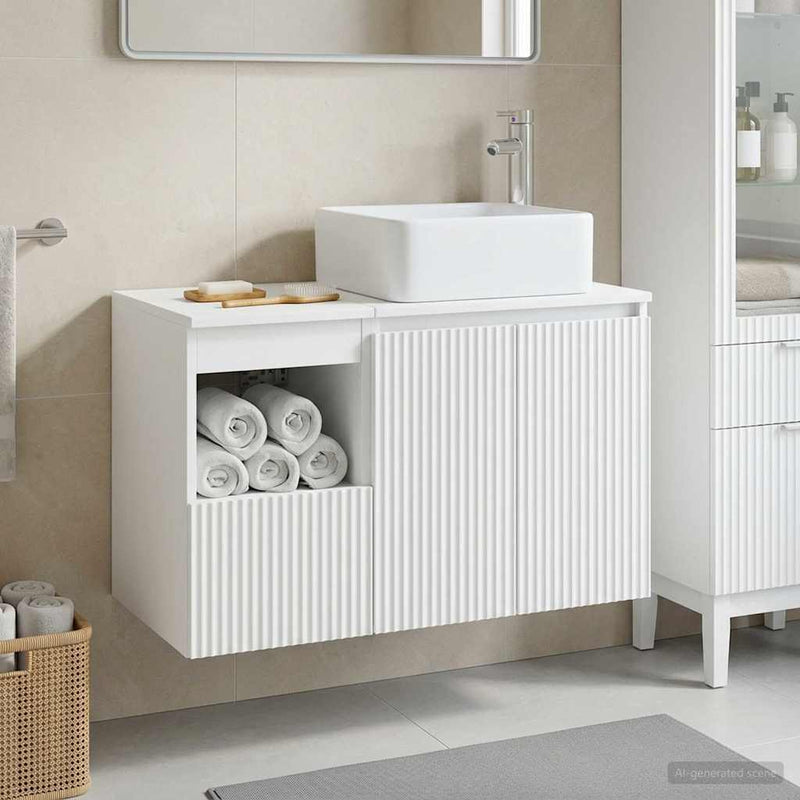 Set de mobilier pentru baie 2 buc. Alb Lemn prelucrat