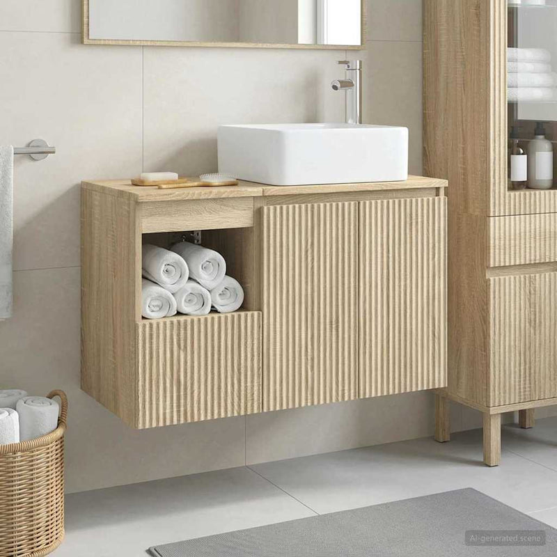 Set de mobilier pentru baie 2 buc. Stejar Sonoma Lemn prelucrat