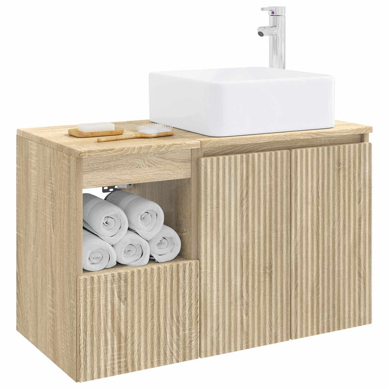 Set de mobilier pentru baie 2 buc. Stejar Sonoma Lemn prelucrat