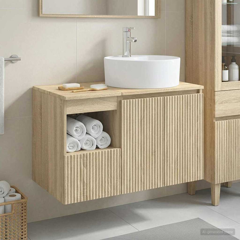 Set de mobilier pentru baie 2 buc. Stejar Sonoma Lemn prelucrat
