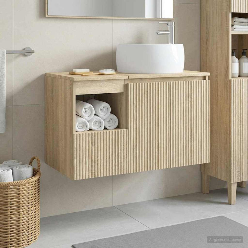 Set de mobilier pentru baie 2 buc. Stejar Sonoma Lemn prelucrat