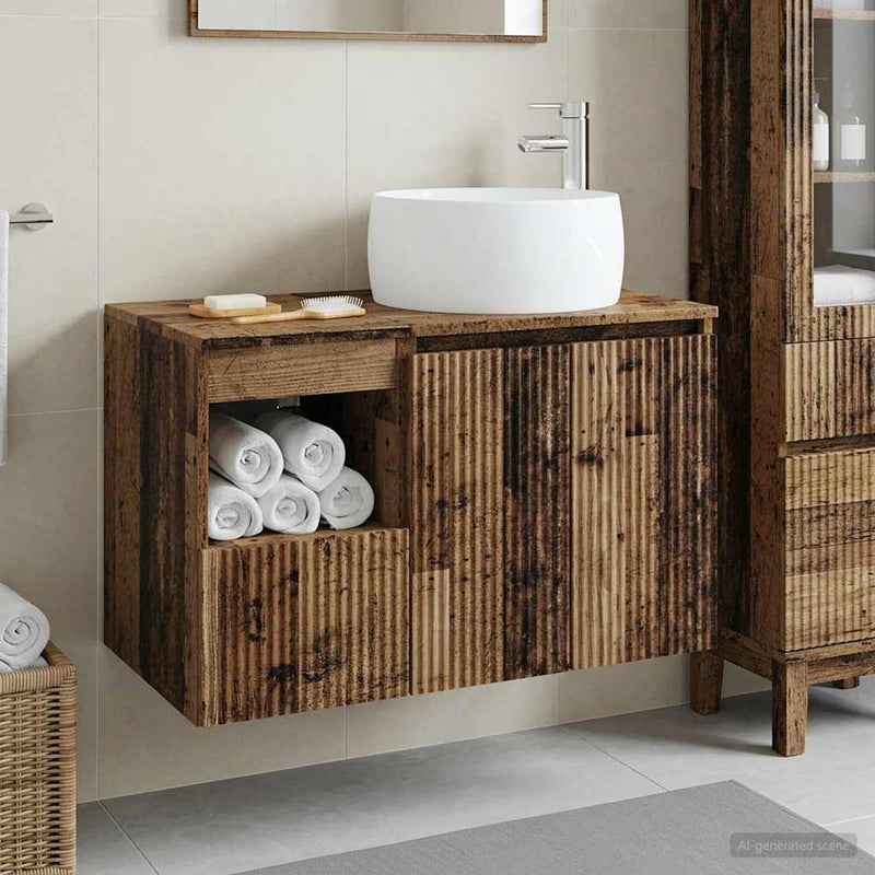 Set de mobilier pentru baie 2 buc. Lemn vechi Lemn prelucrat