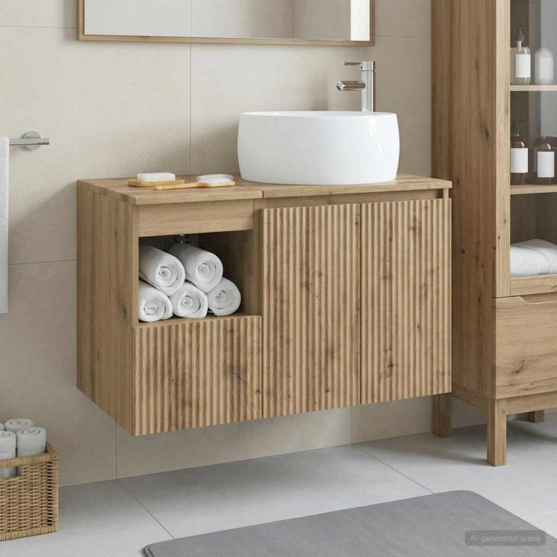 Set de mobilier pentru baie 2 buc. Stejar Artizanal