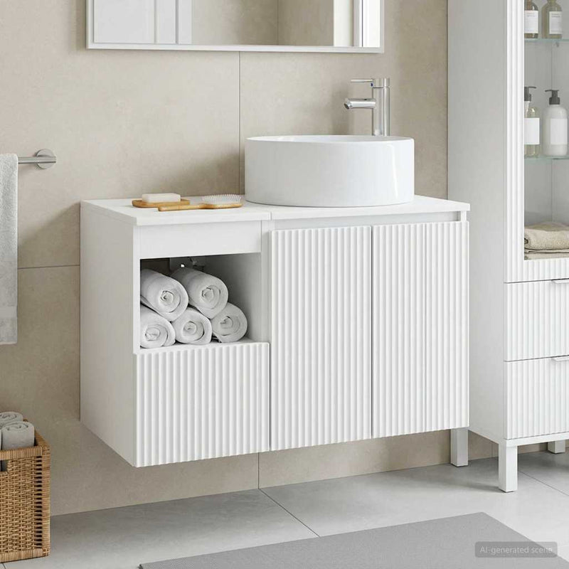Set de mobilier pentru baie 2 buc. Alb Lemn prelucrat