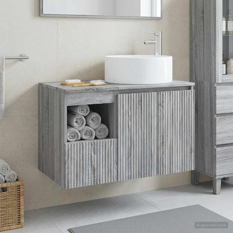 Set de mobilier pentru baie 2 buc. Sonoma gri Lemn prelucrat