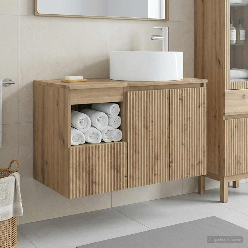 Set de mobilier pentru baie 2 buc. Stejar Artizanal