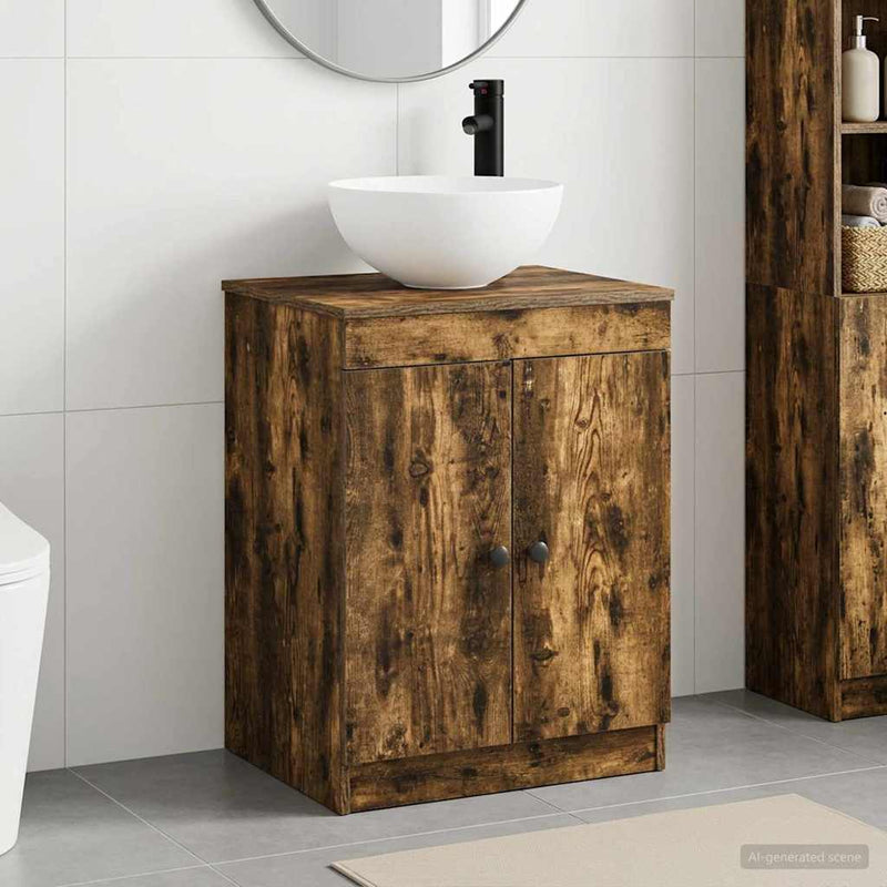 Set de mobilier pentru baie Stejar fumuriu Lemn prelucrat