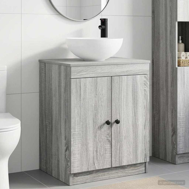 Set de mobilier pentru baie Sonoma gri Lemn prelucrat