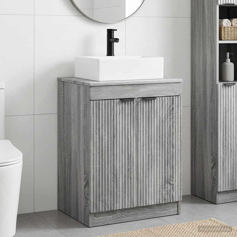 Set de mobilier pentru baie Sonoma gri Lemn prelucrat