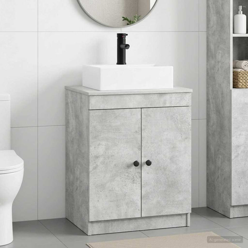 Set de mobilier pentru baie Gri Beton Lemn prelucrat