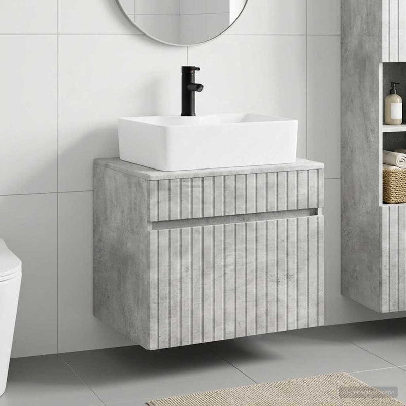 Set de mobilier pentru baie Gri Beton Lemn prelucrat