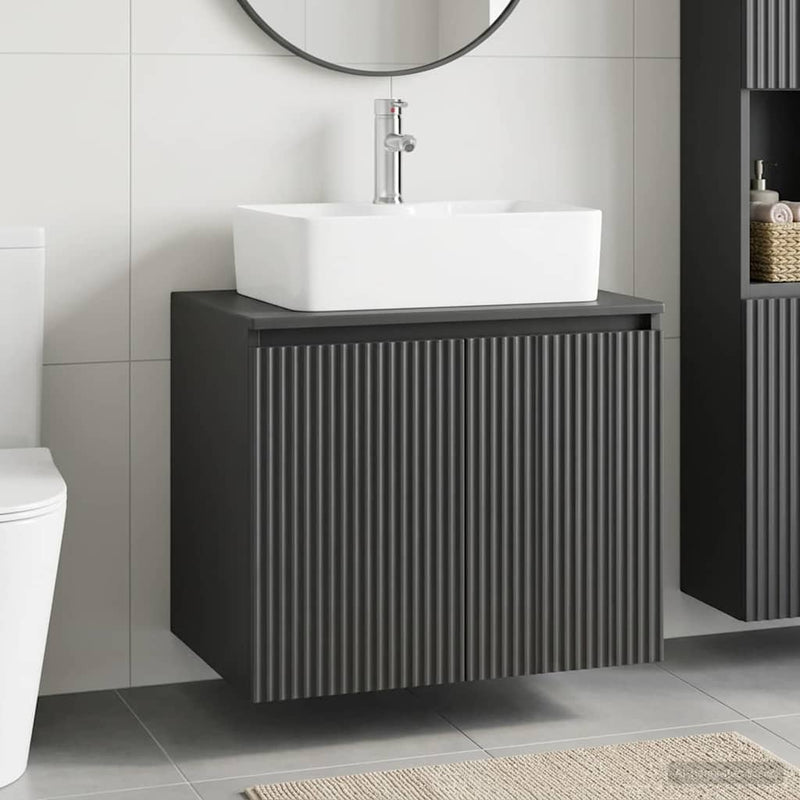 Set de mobilier pentru baie Negru Lemn prelucrat