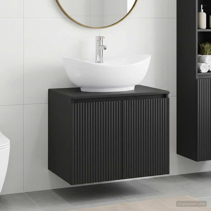 Set de mobilier pentru baie Negru Lemn prelucrat