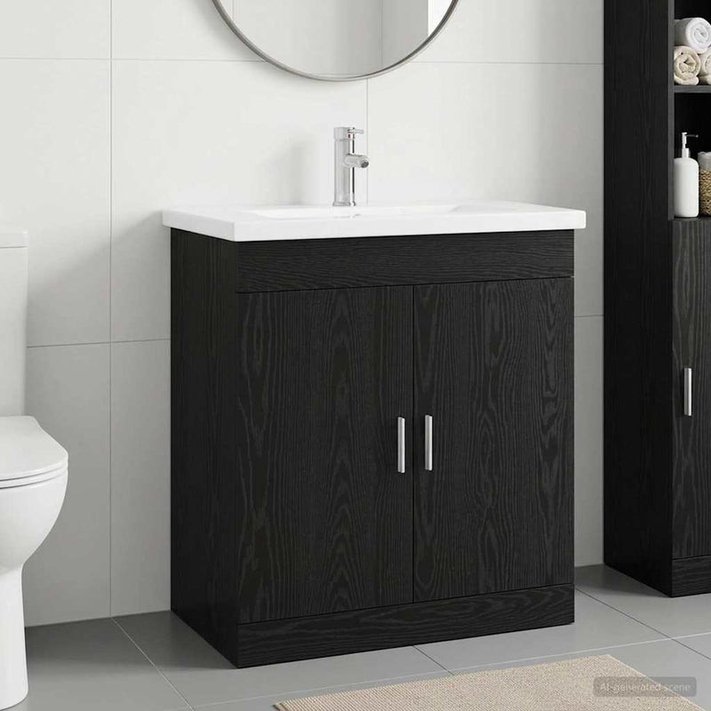 Set de mobilier pentru baie Stejar Negru 81 x 40 x 84,5 cm