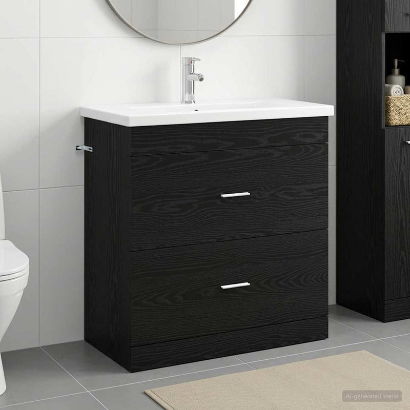 Set de mobilier pentru baie Stejar Negru 81 x 40 x 84,5 cm