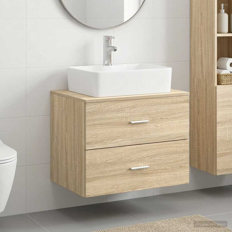 Set de mobilier pentru baie Stejar Sonoma Lemn prelucrat