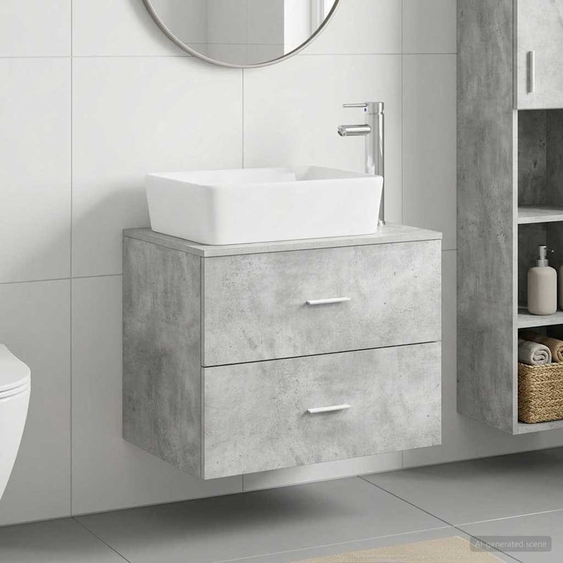 Set de mobilier pentru baie Gri Beton Lemn prelucrat