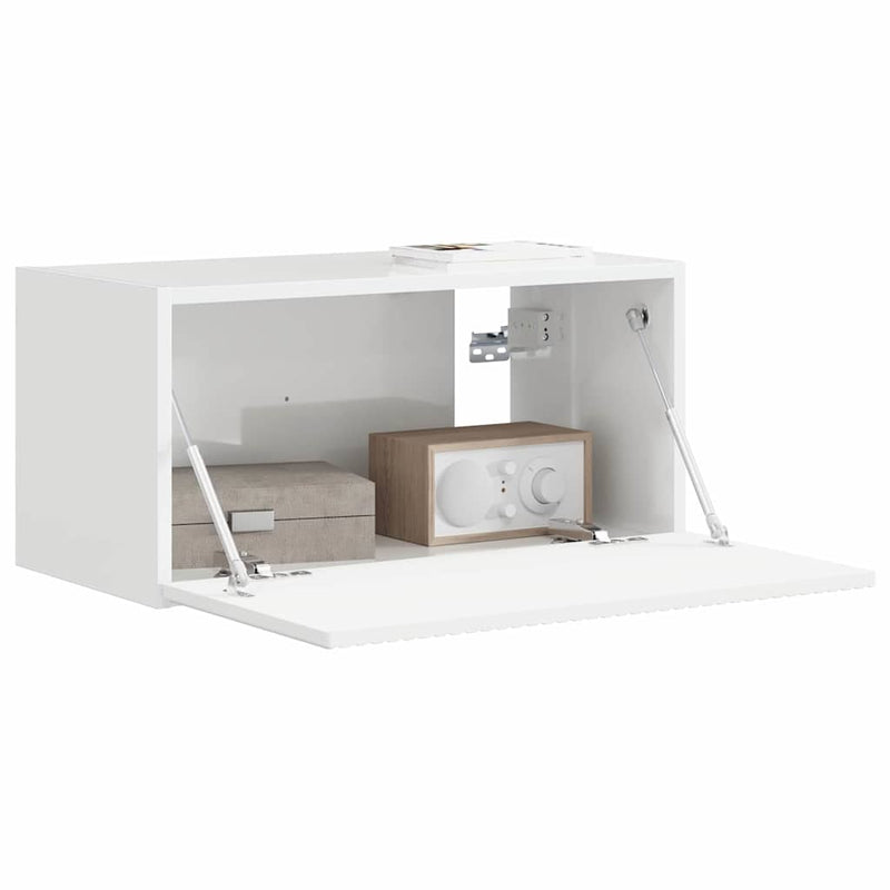 Dulap TV de perete 60 x 31 x 29,5 cm Alb Lucios Lemn prelucrat