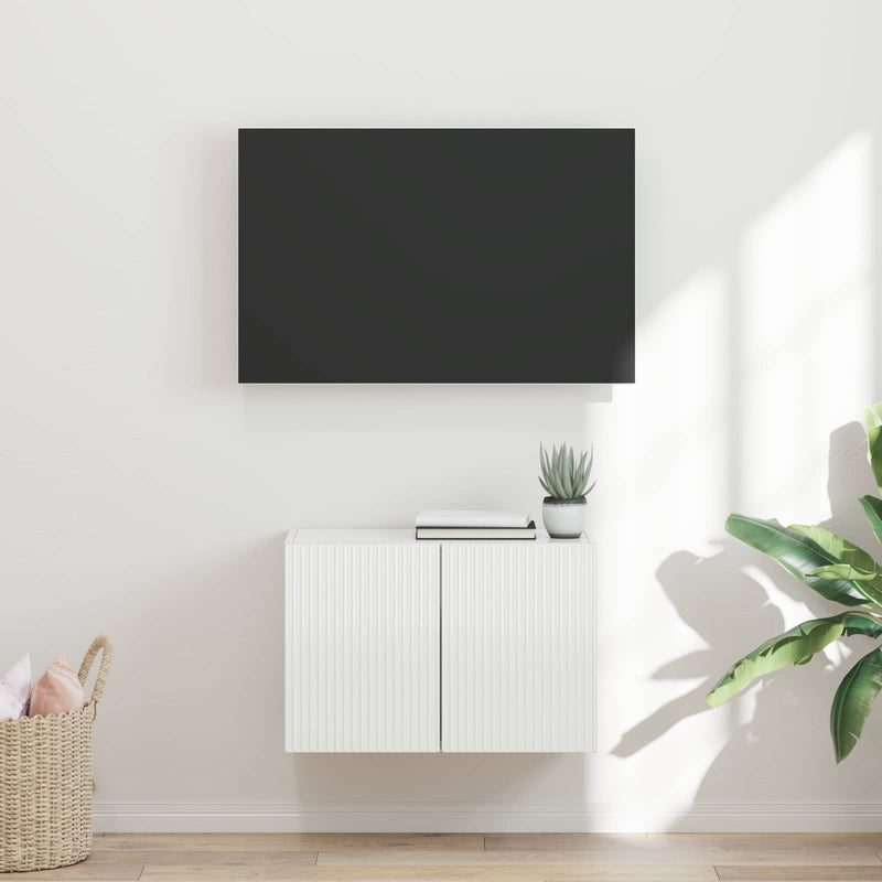 Dulap TV de perete 59,5 x 31 x 40 cm Alb lucios Lemn prelucrat
