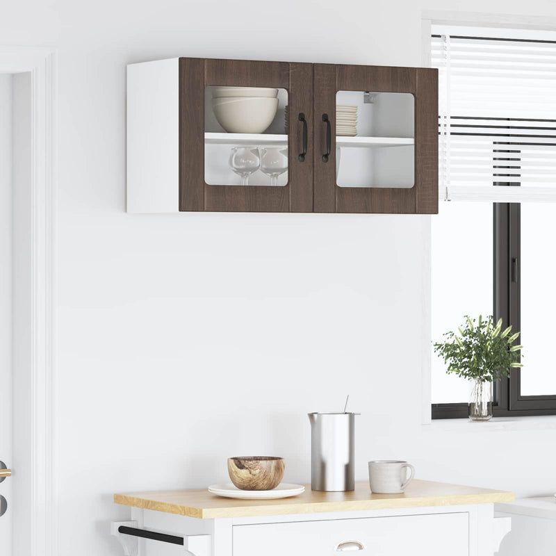 Dulap de sticlă pentru perete LUCCA Stejar maro 80 x 31 x 40 cm