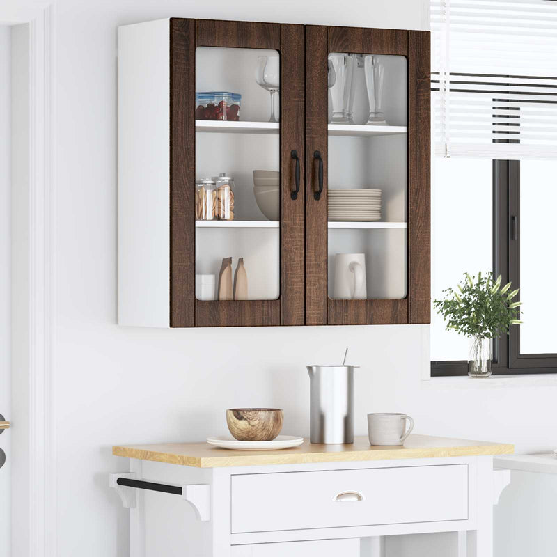 Dulap de sticlă pentru perete LUCCA Stejar maro 80 x 31 x 80 cm