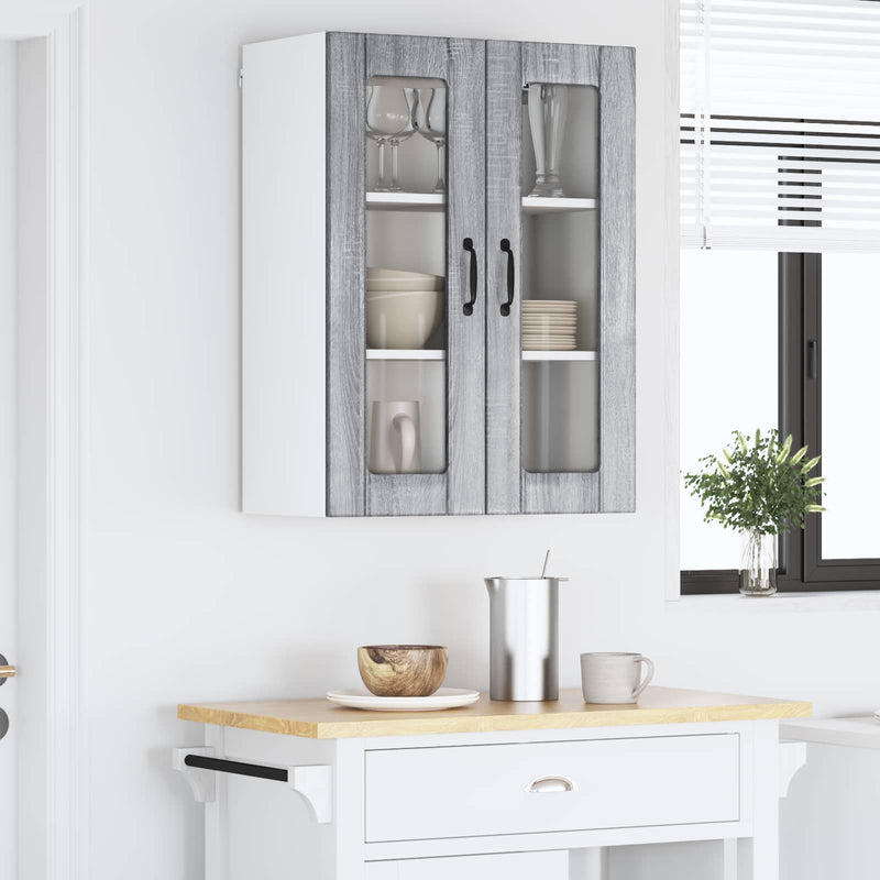 Dulap de sticlă pentru perete LUCCA Sonoma gri 60 x 31 x 80 cm