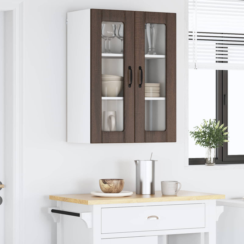 Dulap de sticlă pentru perete LUCCA Stejar maro 60 x 31 x 80 cm