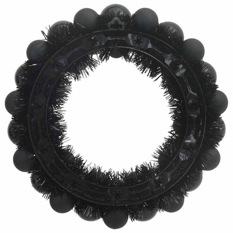 Coronite cu bile de Craciun 2 buc. Negru 33 x 33 x 7 cm