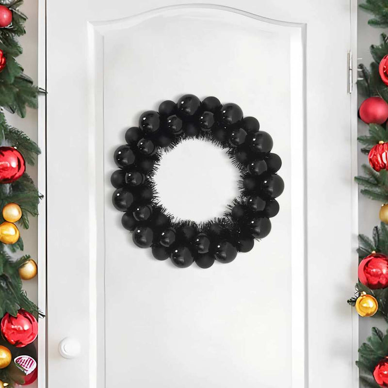 Coronite cu bile de Craciun 2 buc. Negru 33 x 33 x 7 cm