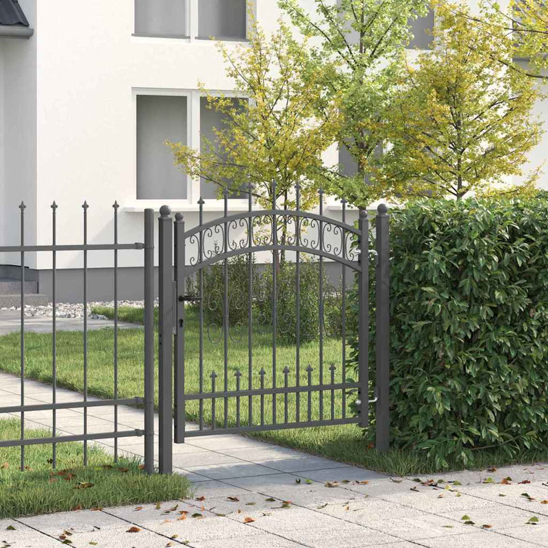 Poartă din Gard cu Vârf de Lancă KAMPEN 103 x 100 cm Gri Blocat