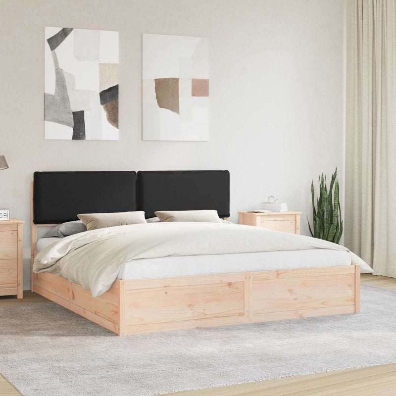 Cadru de pat cu tăblie tapițată cu headboard Negru 200 x 200 cm