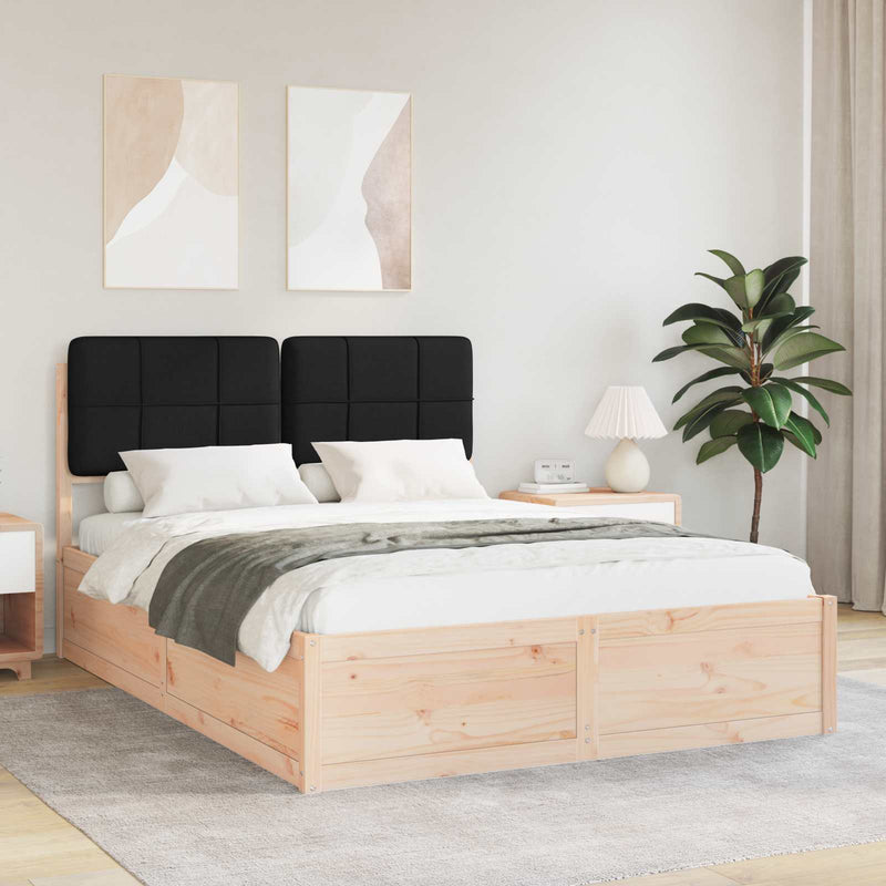 Cadru de pat cu tăblie tapițată cu headboard Negru 140 x 200 cm