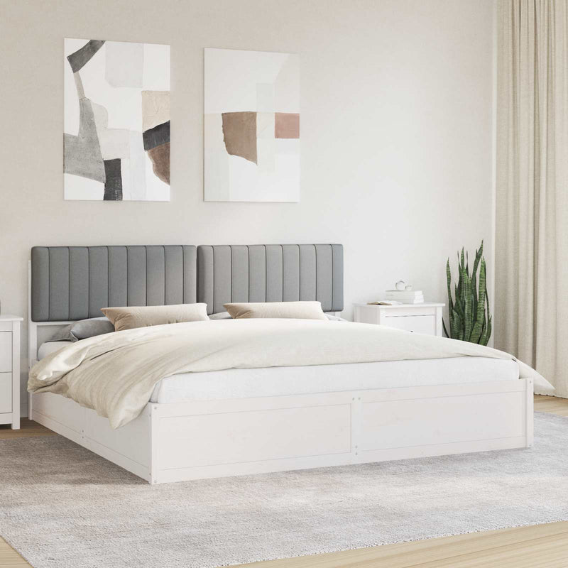 Cadru de pat cu tăblie tapițată Gri deschis 200 x 200 cm