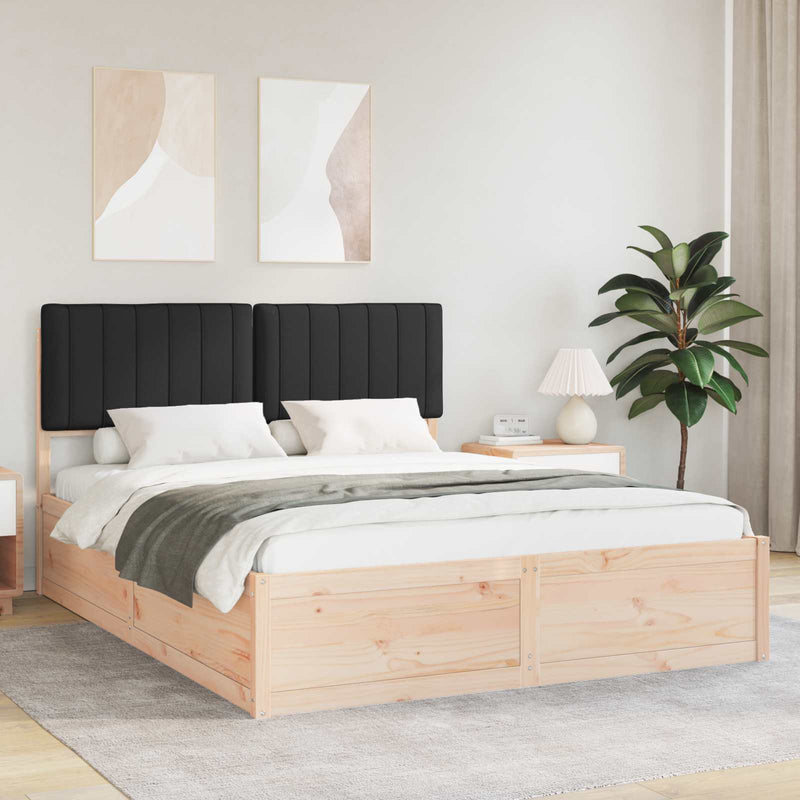 Cadru de pat cu tăblie tapițată cu headboard Negru 160 x 200 cm