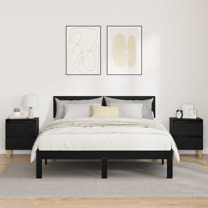 Dulap de pat Stejar Negru 40 x 35 x 50 cm Lemn prelucrat