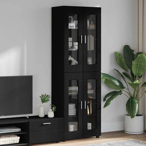 Bufet FLORIN 60 x 35 x 182 cm Negru Lemn prelucrat