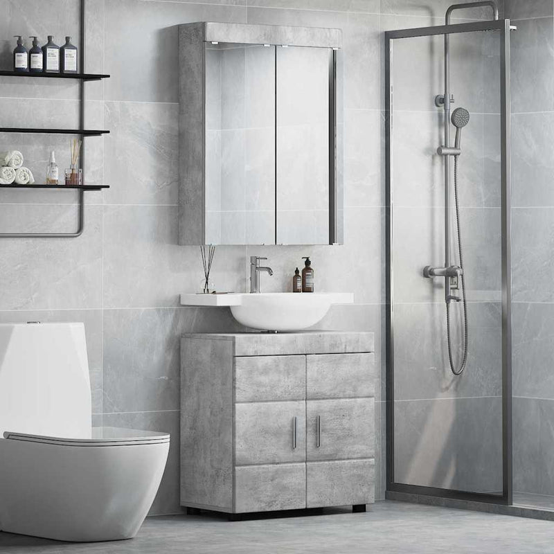 Set de mobilier pentru baie TULUM 2 buc. Gri din beton