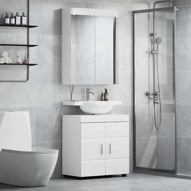 Set de mobilier pentru baie TULUM 2 buc. Alb lucios