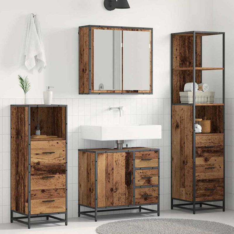 Set de mobilier pentru baie 4 buc. Lemn Vechi Lemn prelucrat