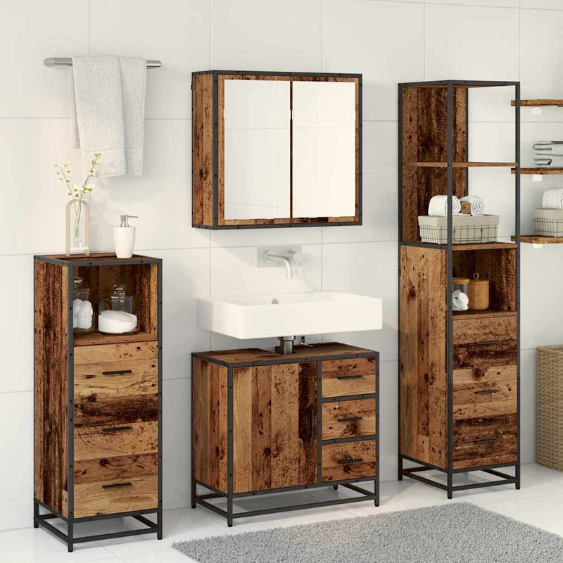 Set de mobilier pentru baie 4 buc. Lemn Vechi Lemn prelucrat