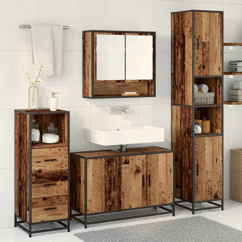 Set de mobilier pentru baie 3 buc. Lemn Vechi Lemn prelucrat