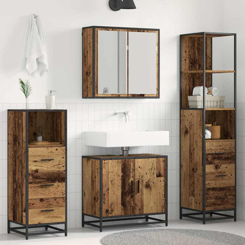 Set de mobilier pentru baie 4 buc. Lemn Vechi Lemn prelucrat