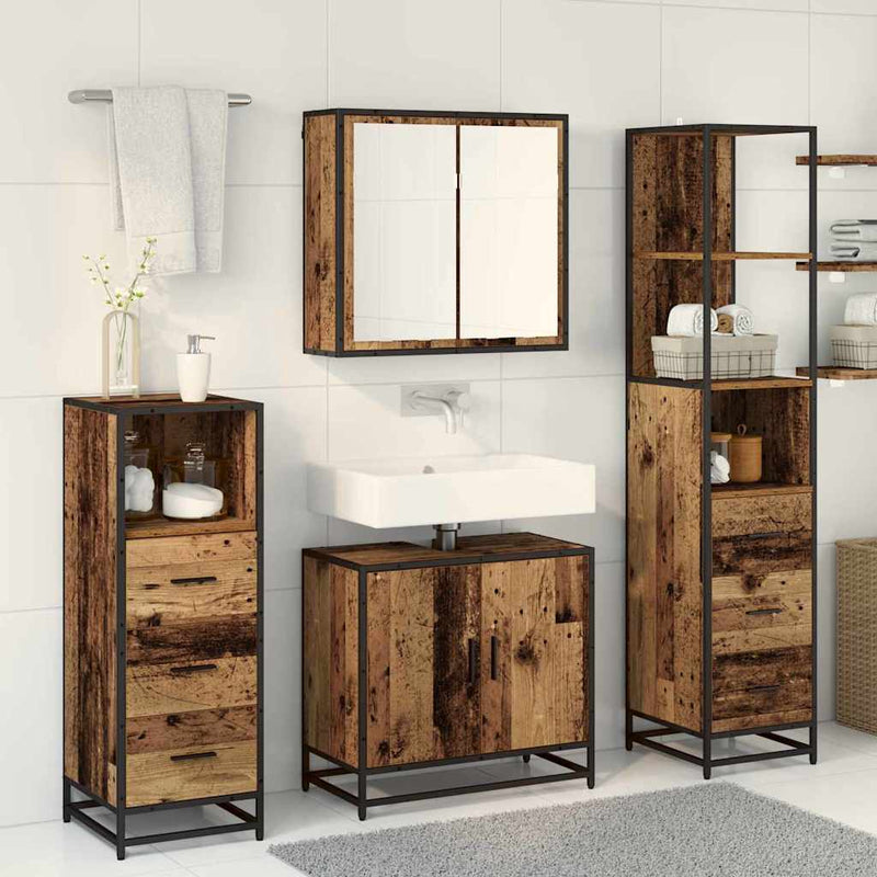 Set de mobilier pentru baie 4 buc. Lemn Vechi Lemn prelucrat