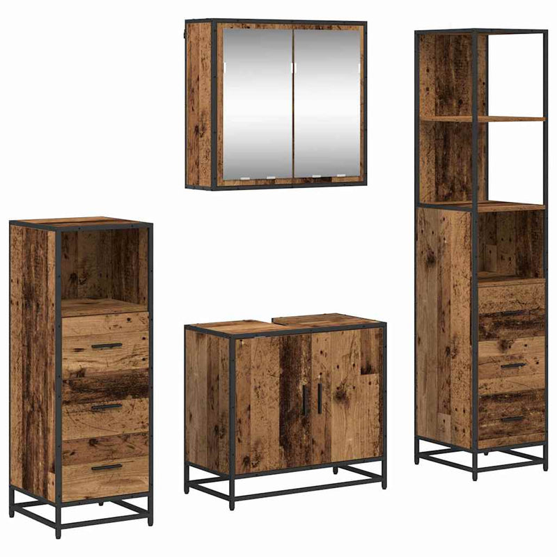 Set de mobilier pentru baie 4 buc. Lemn Vechi Lemn prelucrat
