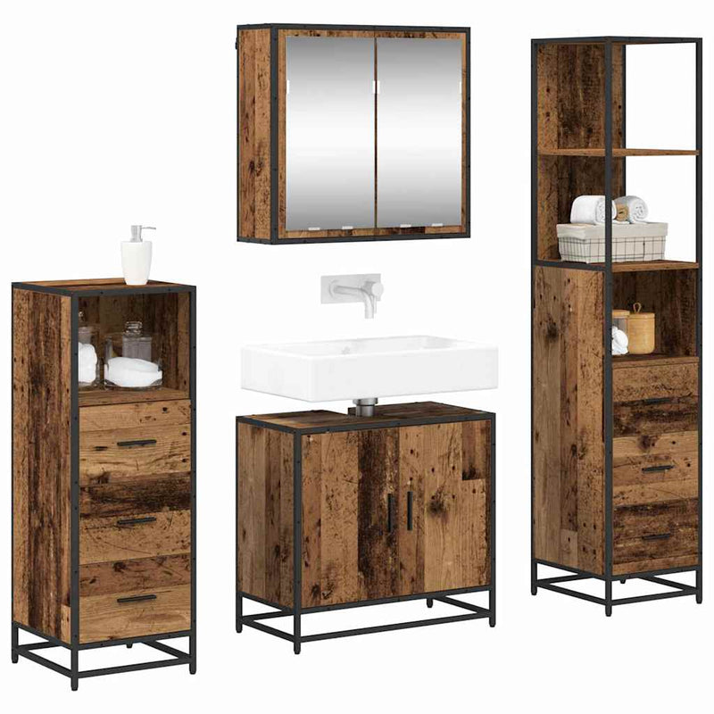 Set de mobilier pentru baie 4 buc. Lemn Vechi Lemn prelucrat