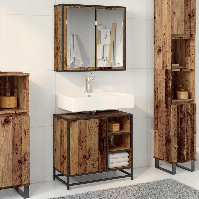 Set de mobilier pentru baie 2 buc. Lemn Vechi 65 x 33 x 60 cm