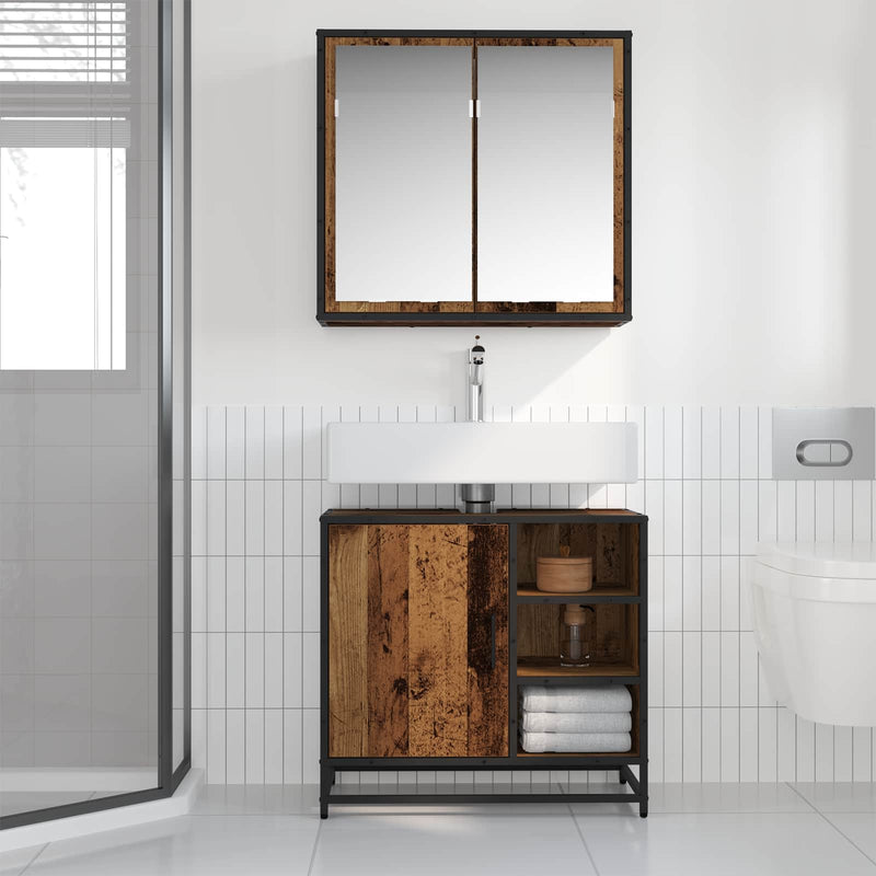 Set de mobilier pentru baie 2 buc. Lemn Vechi 65 x 33 x 60 cm