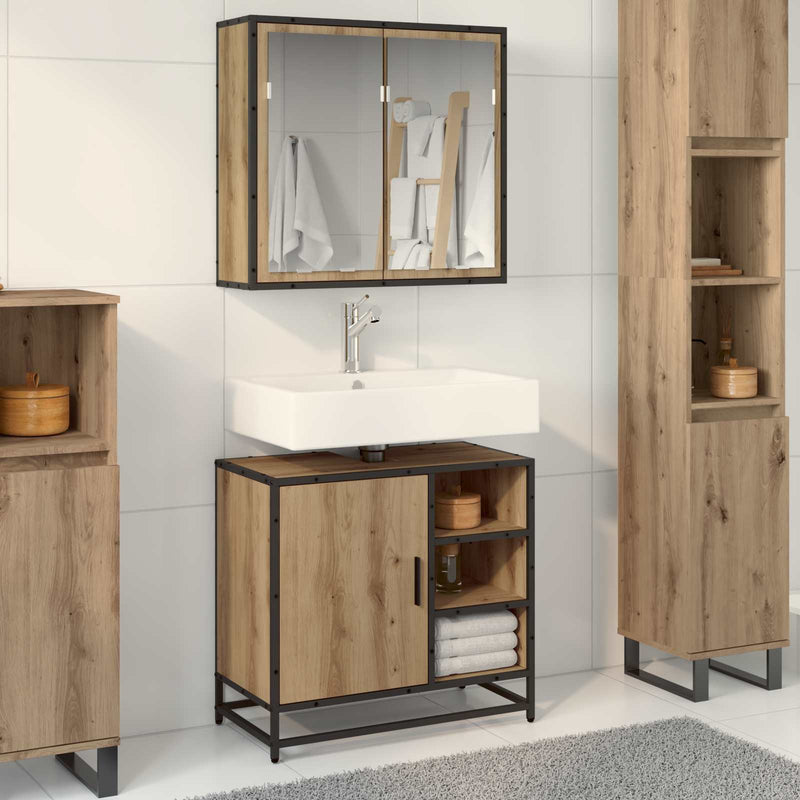 Set de mobilier pentru baie 2 buc. Stejar Artizanal